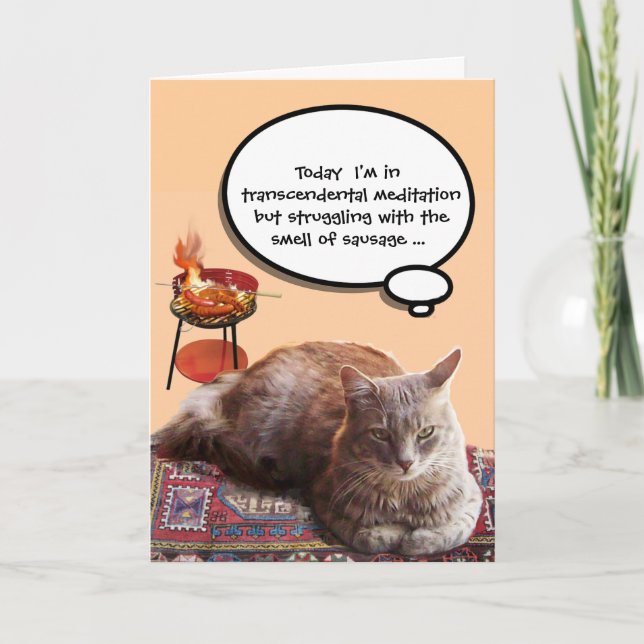 CAT IN TRANSCENDENTAL MEDITATION , FATHER'S DAY CARD (Front)