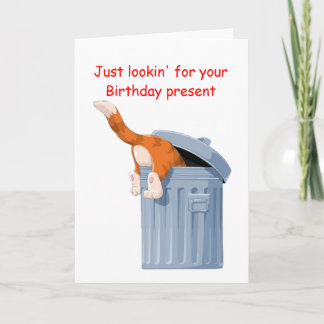 Cat in Trash Can - Bottoms Up Birthday Card