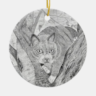 Cat in Tree Ceramic Tree Decoration