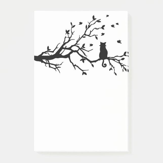 Cat in Tree Silhouette Post-it Notes (Front)
