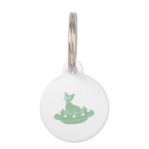 Cat in Ufo - Choose background color Pet Tag