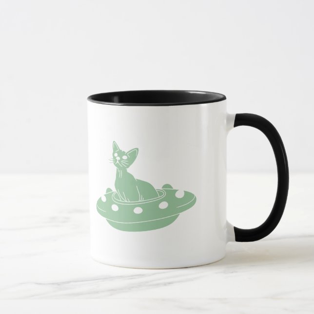 Cat in Ufo - Choose background colour Mug (Right)