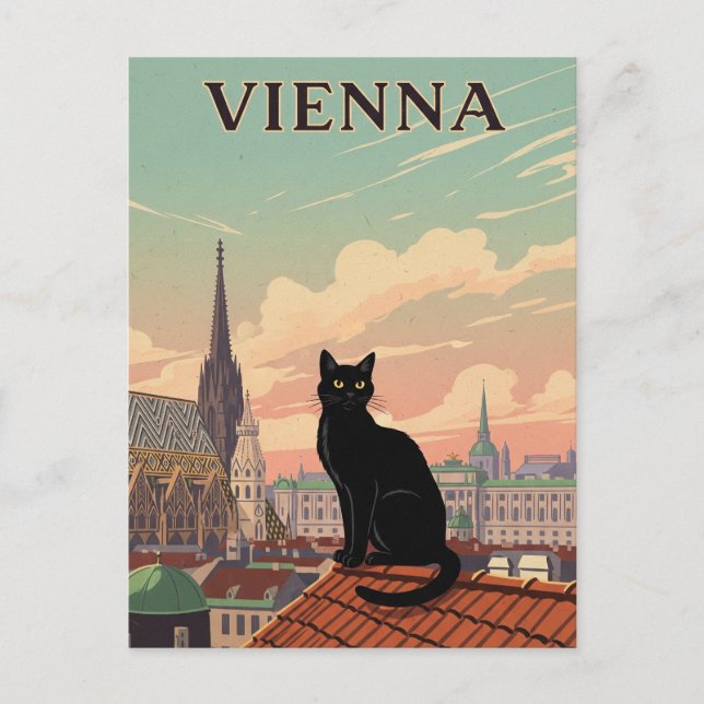 Cat in Vienna Austria Travel Postcard (Front)