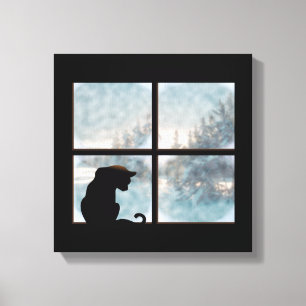 cat in window canvas print