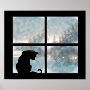 cat in window poster