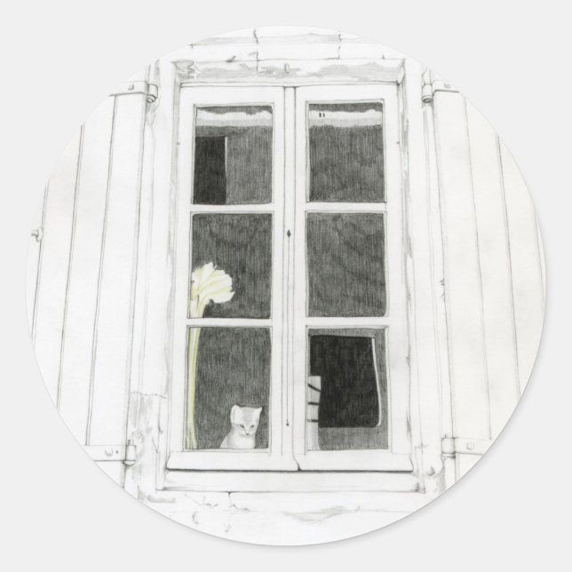 Cat in Window Sticker (Front)