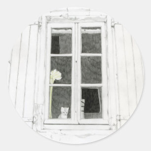 Cat in Window Sticker