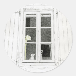 Cat in Window Sticker