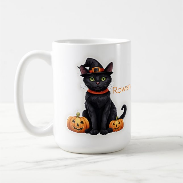 Cat In Witch Costume Coffee Mug (Left)
