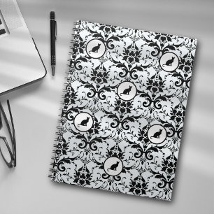 Cat Inspired Damask Elegance Light blue Notebook