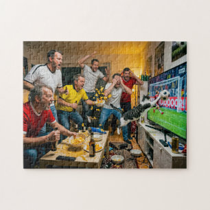 Cat Interrupts Football Night Jigsaw Puzzle