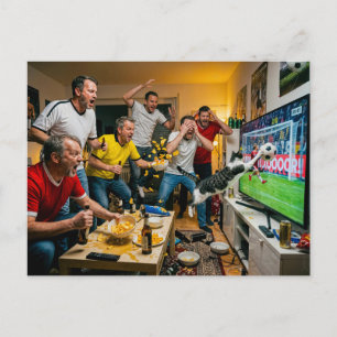 Cat Interrupts Football Night Postcard