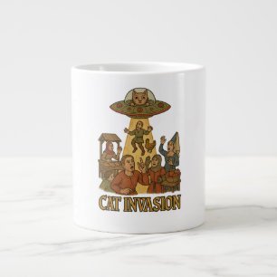 Cat Invasion UFO Large Coffee Mug