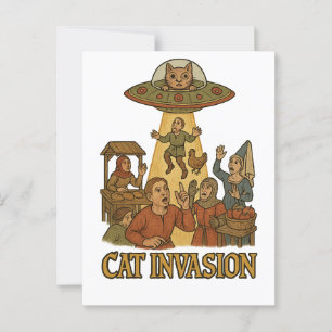Cat Invasion UFO Postcard