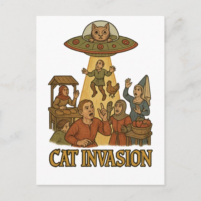 Cat Invasion UFO Postcard (Front)