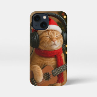 Cat iPhone 13 Mini Case Playing Christmas Music