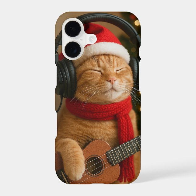 Cat iPhone 13 Pro Max Case Playing Christmas Music (Back)