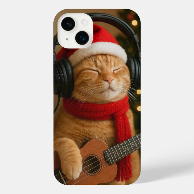 Cat iPhone 14 Plus Case Playing Christmas Music (Back)
