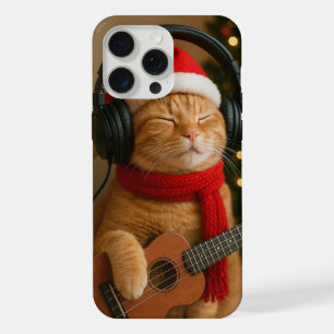 Cat iPhone 15 Pro Max Case Playing Christmas Music