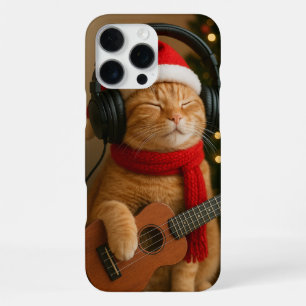 Cat iPhone 16 Pro Max Case Playing Christmas Music