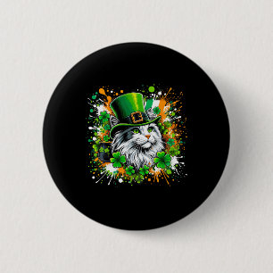 Cat Irish Patricks Day Wearing Leprechaun Hat 6 Cm Round Badge