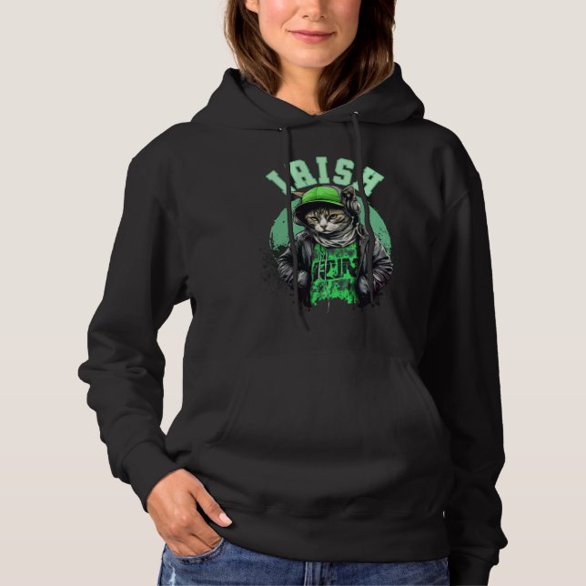 Cat Irish Saint Patrick s Day Ireland Hoodie (Front)