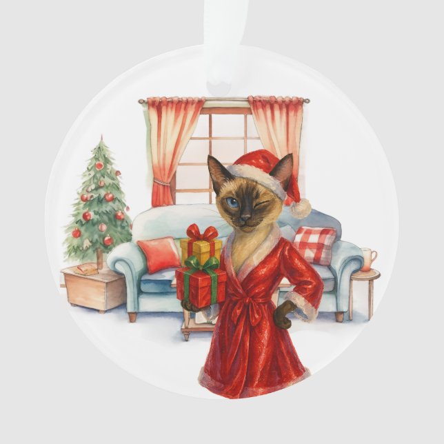 Cat is Christmas boxing  Ornament (Front)
