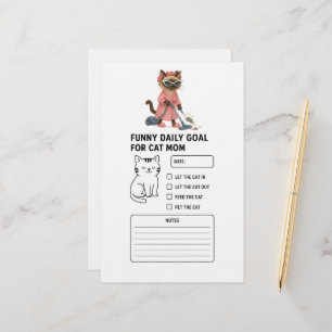 Cat is cleaning house Daily Goal for Cat Mom Stationery