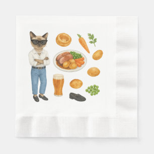 Cat is eating Sunday Roast for English Food Lovers Napkin
