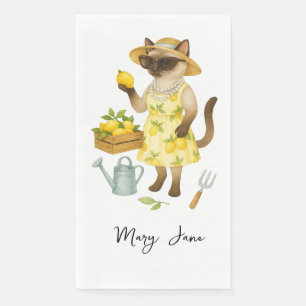 Cat is in Beautiful Lemon garden Napkin