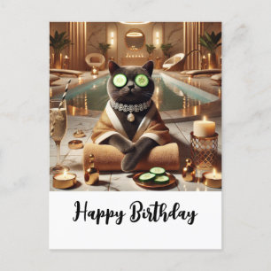 Cat is relaxing in spa postcard