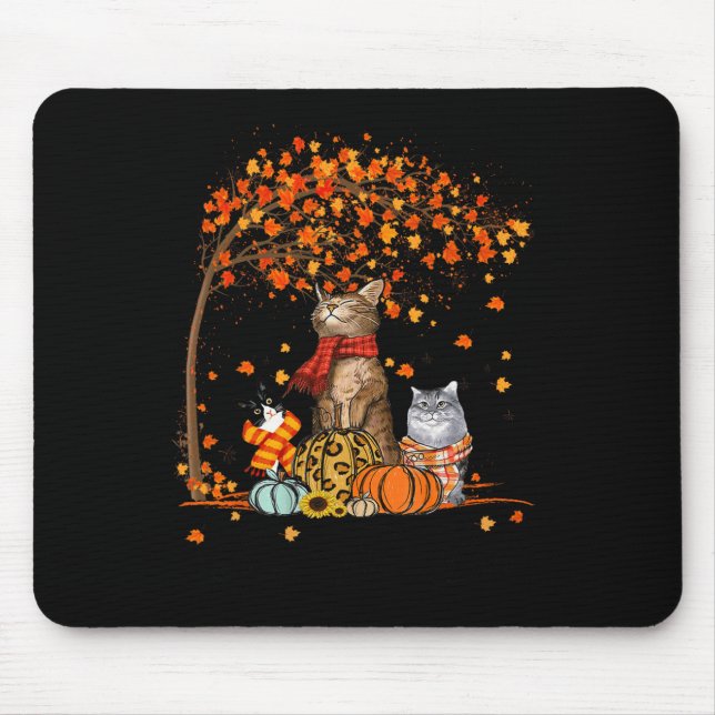 Cat It’s Fall Y’all Pumpkins Autumn Halloween Cat  Mouse Mat (Front)