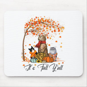 Cat It’s Fall Y’all Pumpkins Autumn Halloween Cat Mouse Mat