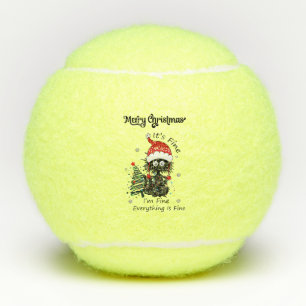 Cat It's fine I'm fine everything Christmas Tennis Balls