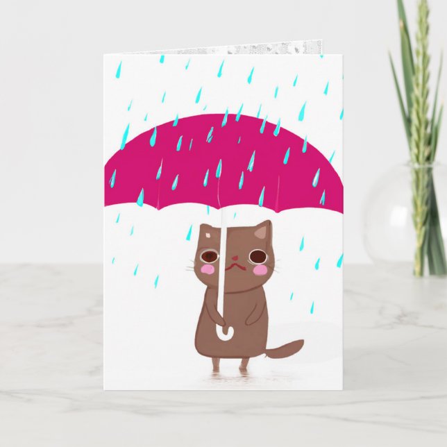 Cat IWith Umbrella Card (Front)