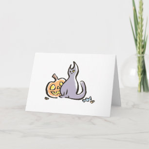 Cat & Jack-O-Lantern Greeting Card {Halloween}
