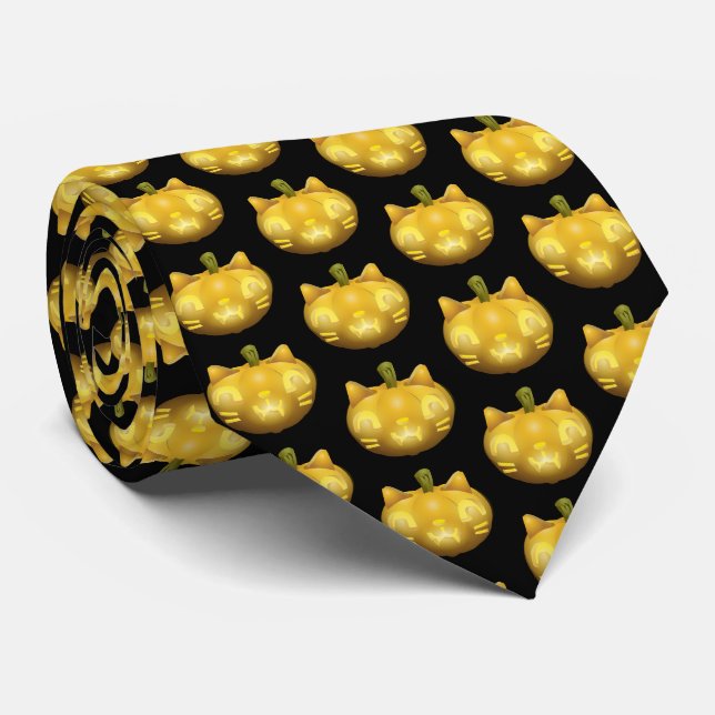 Cat Jack O Lantern Tie (Rolled)