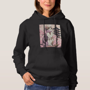 cat Japanese Aesthetic Sakura Cherry Blossoms Hoodie
