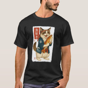 Cat Japanese Kanji Fish Japan Animal Lover Mum Dad T-Shirt