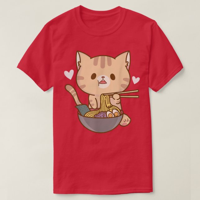 Cat Japanese Ramen Bowl Cute Kitten Noodles Graphi T-Shirt (Design Front)