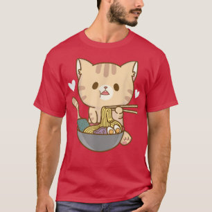Cat Japanese Ramen Bowl Cute Kitten Noodles Graphi T-Shirt