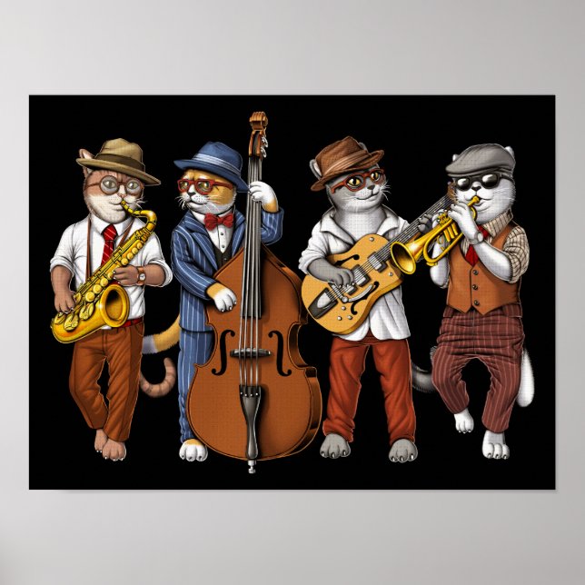 Cat Jazz Musicians Poster (Front)