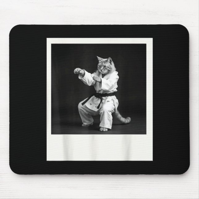 Cat Jiu Jitsu Karate Taekwondo Funny Graphic Mouse Mat (Front)