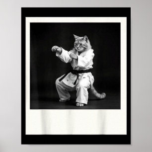 Cat Jiu Jitsu Karate Taekwondo Funny Graphic Poster