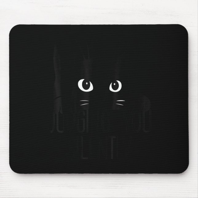 Cat Judging You Silently, Funny Black Cat Mum Dad  Mouse Mat (Front)