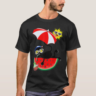 Cat & Juicy Watermelon Summertime Chill Boys Girls T-Shirt