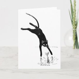 Cat Jumping into the Pond, Alexandre Steinlen Card