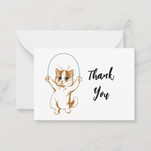 Cat Jumping Rope Thank You Card