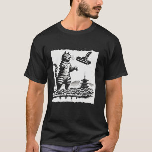 Cat Kaiju Catzilla vs Vacuum Cleaner Japanese Funn T-Shirt