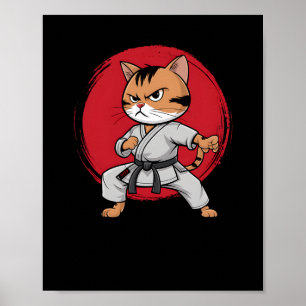 Cat Karate Comic Cartoon Japanese For Men Women Ki Poster
